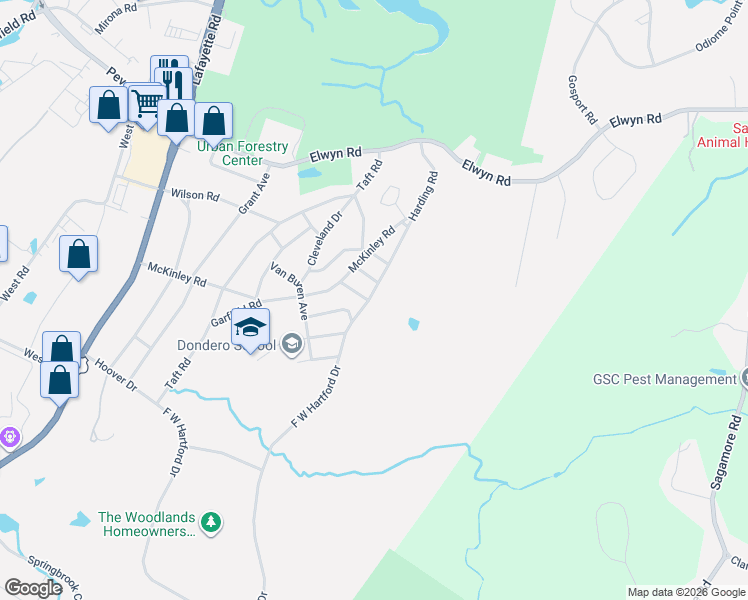 map of restaurants, bars, coffee shops, grocery stores, and more near 44 Harding Road in Portsmouth