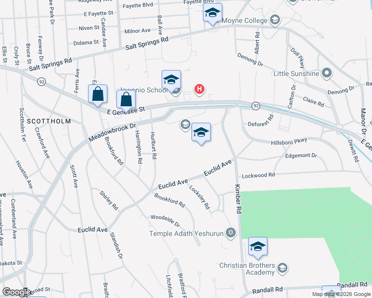 map of restaurants, bars, coffee shops, grocery stores, and more near 2201-2299 Euclid Ave in Syracuse