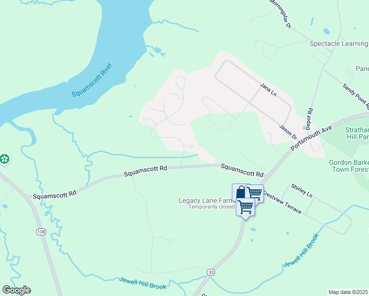 map of restaurants, bars, coffee shops, grocery stores, and more near 1 Turnberry Drive in Stratham