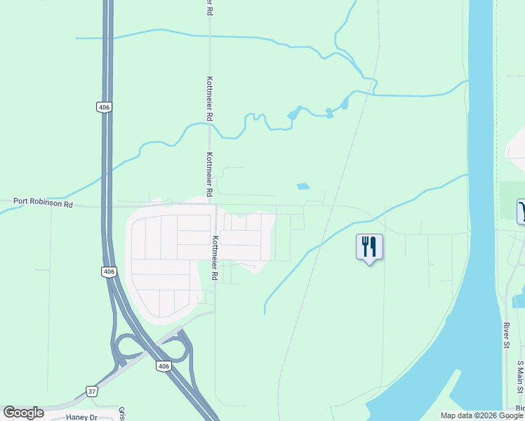 map of restaurants, bars, coffee shops, grocery stores, and more near 99 Melody Lane in Thorold