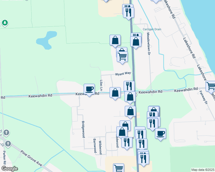map of restaurants, bars, coffee shops, grocery stores, and more near 3127 Keewahdin Road in Fort Gratiot Township