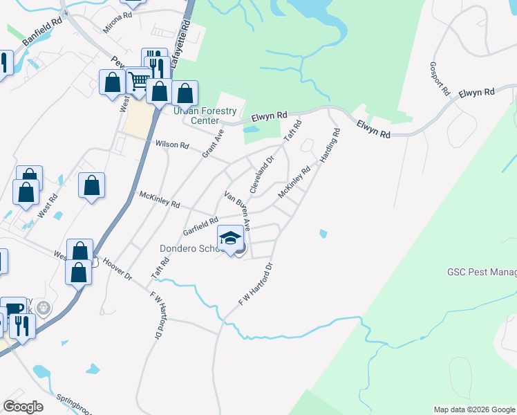 map of restaurants, bars, coffee shops, grocery stores, and more near 15 Van Buren Avenue in Portsmouth