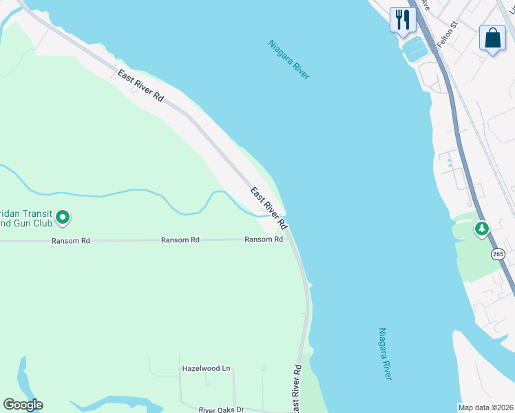 map of restaurants, bars, coffee shops, grocery stores, and more near 3660 East River Road in Grand Island