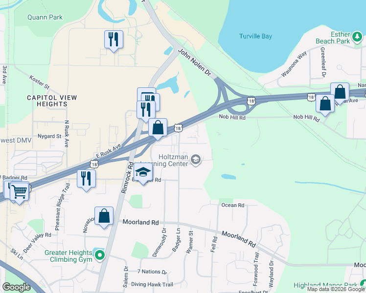 map of restaurants, bars, coffee shops, grocery stores, and more near in Madison
