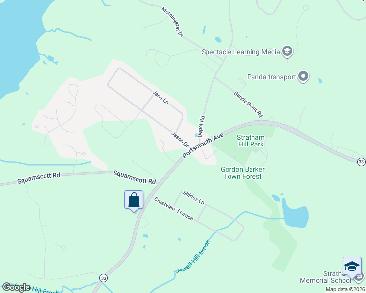 map of restaurants, bars, coffee shops, grocery stores, and more near 3 Jason Drive in Stratham