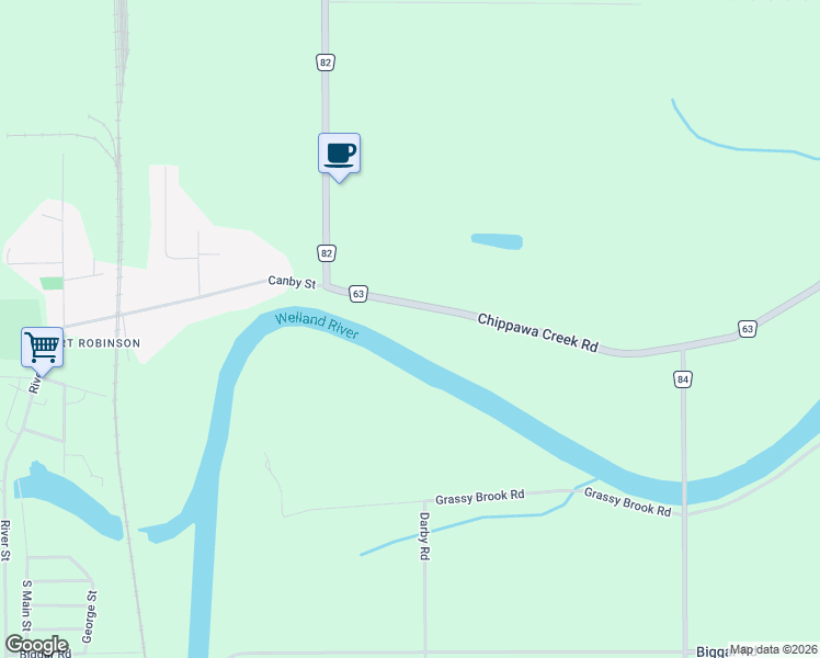 map of restaurants, bars, coffee shops, grocery stores, and more near 1197-1401 Chippawa Creek Road in Thorold