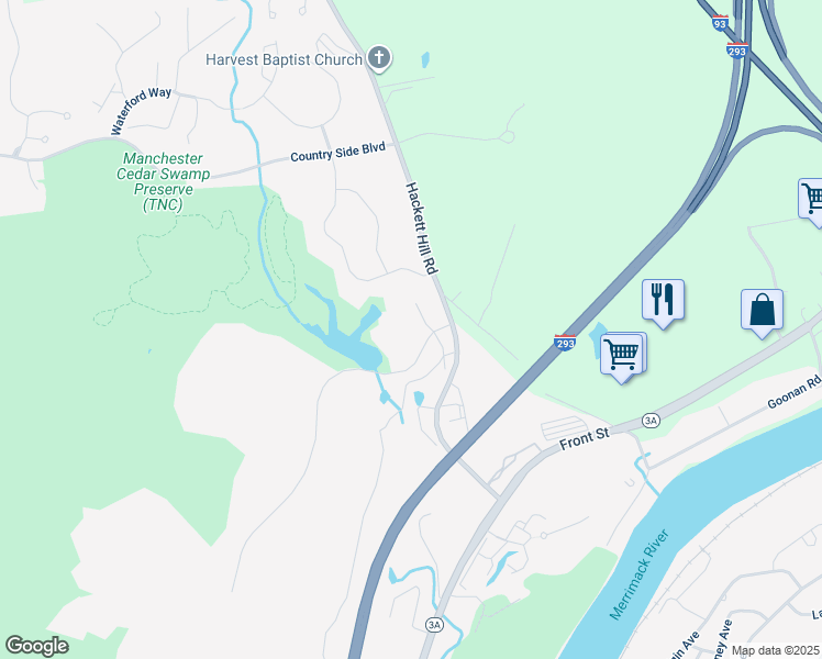 map of restaurants, bars, coffee shops, grocery stores, and more near 326-328 Hackett Hill Road in Manchester
