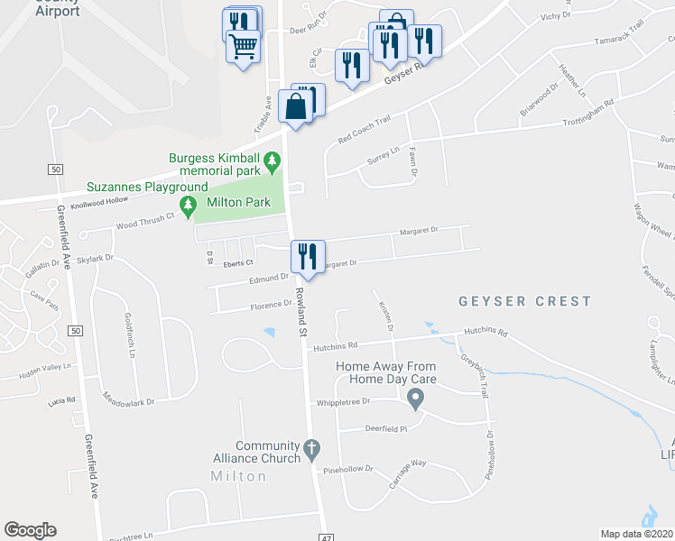 map of restaurants, bars, coffee shops, grocery stores, and more near 8 Margaret Drive in Ballston Spa