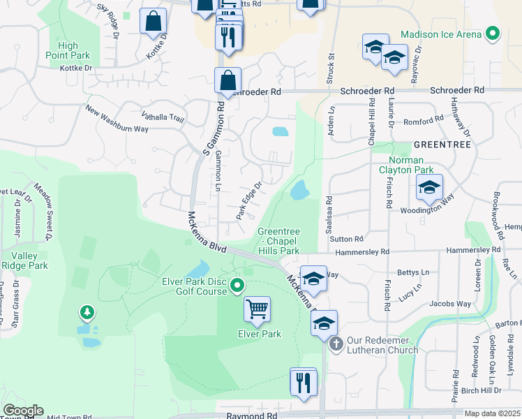 map of restaurants, bars, coffee shops, grocery stores, and more near 12 Edgartown Court in Madison