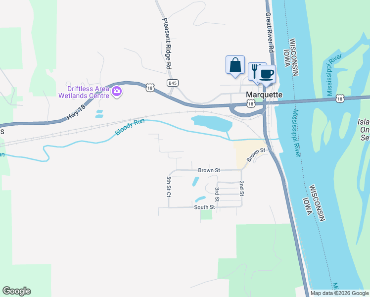 map of restaurants, bars, coffee shops, grocery stores, and more near 605 5th Street Court in McGregor