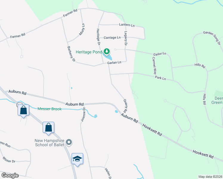 map of restaurants, bars, coffee shops, grocery stores, and more near 9 Quarry Road in Hooksett