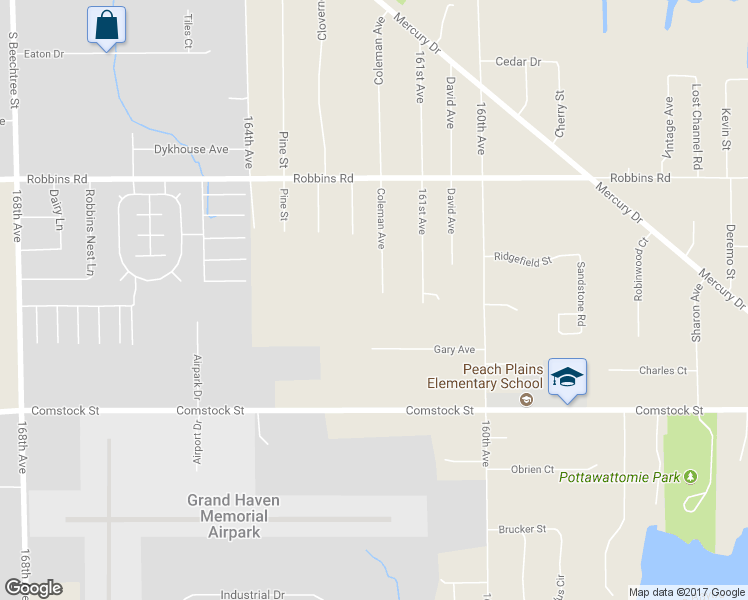 map of restaurants, bars, coffee shops, grocery stores, and more near 14983 Coleman Avenue in Grand Haven
