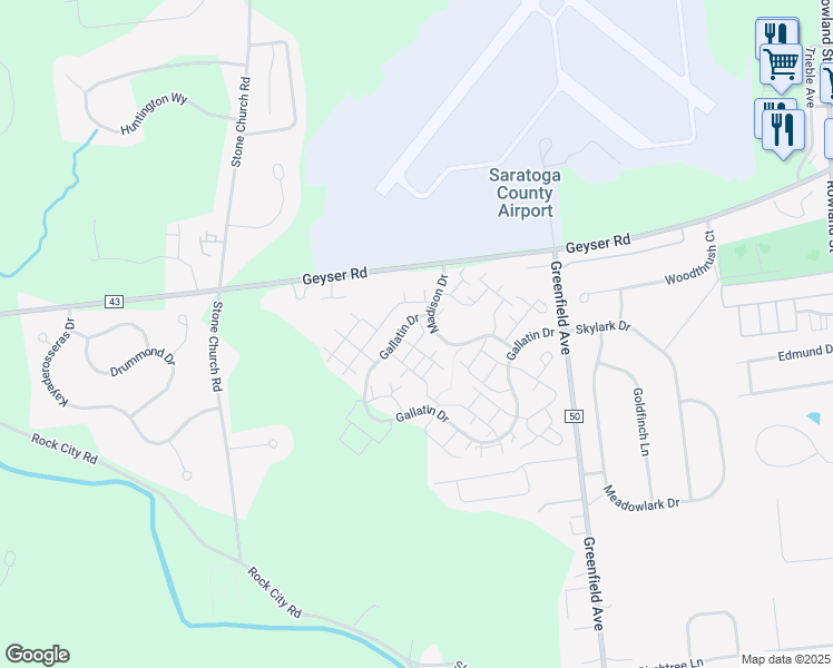 map of restaurants, bars, coffee shops, grocery stores, and more near 401 Big Horn Path in Ballston Spa