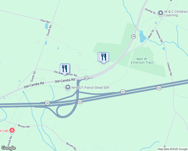 map of restaurants, bars, coffee shops, grocery stores, and more near 331 Old Candia Rd in Candia