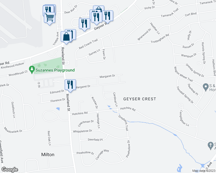 map of restaurants, bars, coffee shops, grocery stores, and more near 36 Margaret Drive in Ballston Spa