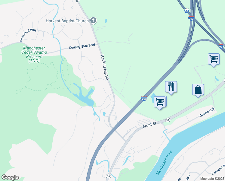 map of restaurants, bars, coffee shops, grocery stores, and more near 326 Hackett Hill Road in Manchester