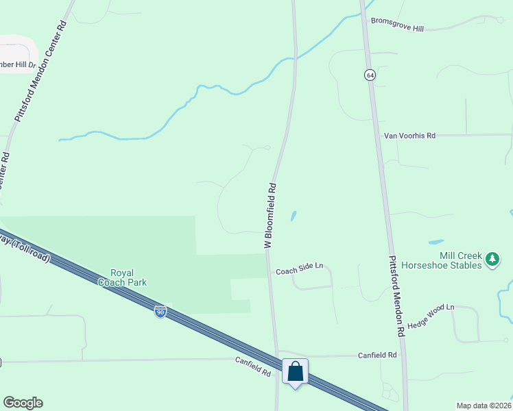 map of restaurants, bars, coffee shops, grocery stores, and more near 305 West Bloomfield Road in Pittsford