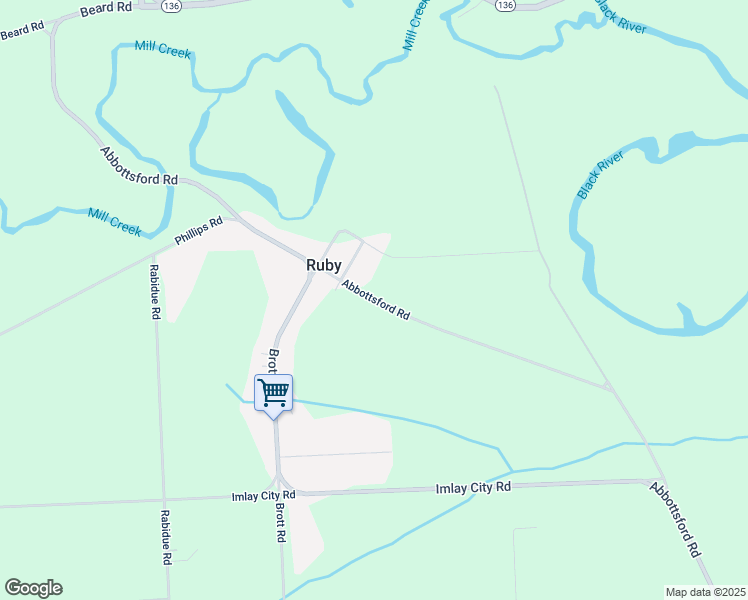 map of restaurants, bars, coffee shops, grocery stores, and more near 6272 Abbottsford Road in Ruby
