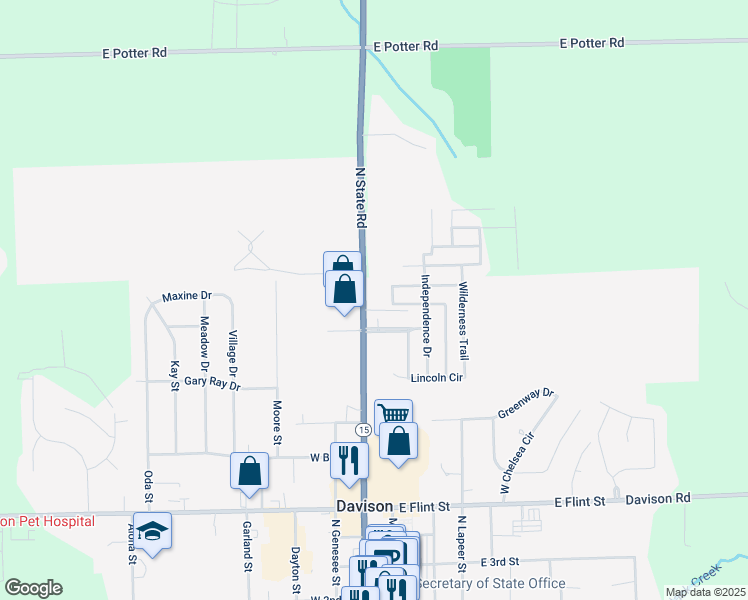 map of restaurants, bars, coffee shops, grocery stores, and more near 920 North State Road in Davison