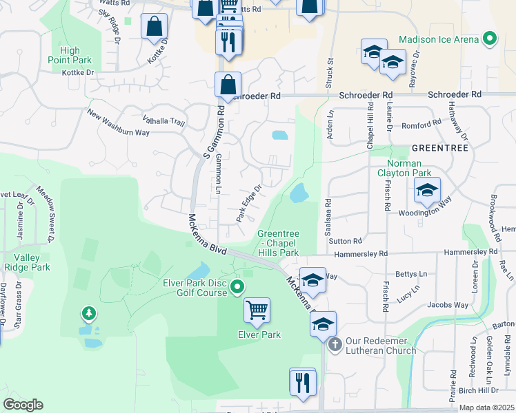 map of restaurants, bars, coffee shops, grocery stores, and more near 12 Edgartown Court in Madison