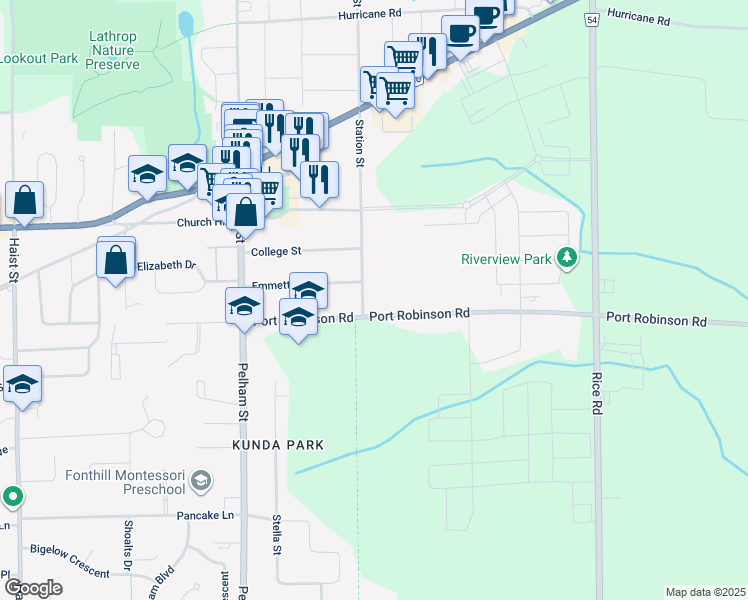 map of restaurants, bars, coffee shops, grocery stores, and more near in Pelham