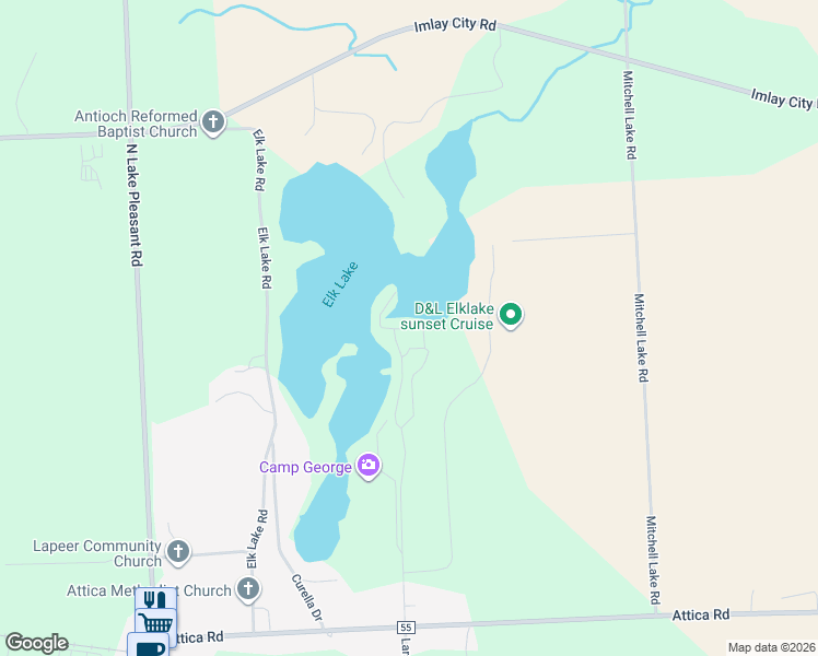 map of restaurants, bars, coffee shops, grocery stores, and more near 4805 Northway Drive in Attica
