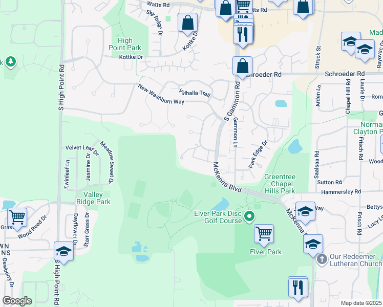 map of restaurants, bars, coffee shops, grocery stores, and more near 1136 Morraine View Drive in Madison