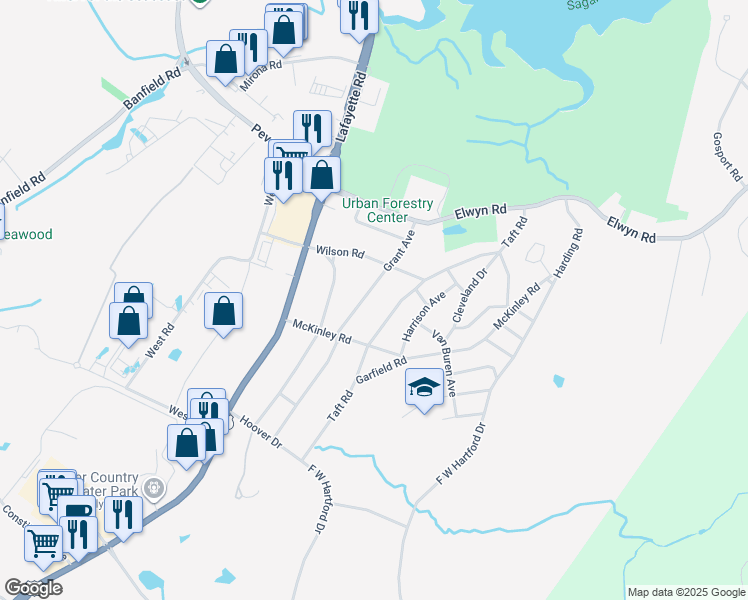 map of restaurants, bars, coffee shops, grocery stores, and more near 43 Taft Road in Portsmouth