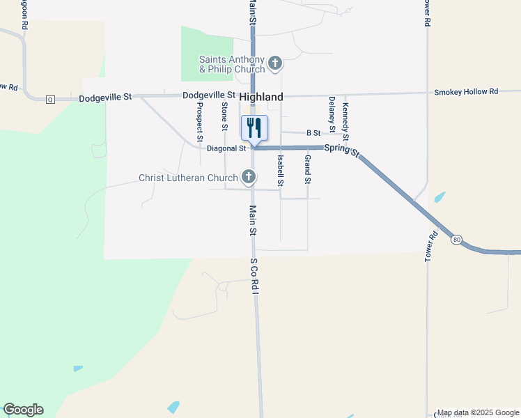 map of restaurants, bars, coffee shops, grocery stores, and more near 144 Main Street in Highland