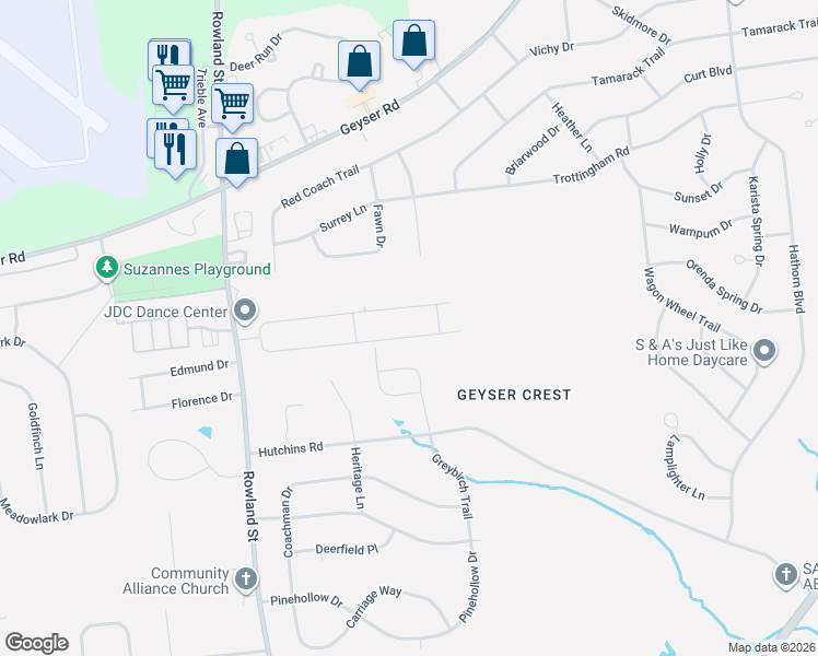 map of restaurants, bars, coffee shops, grocery stores, and more near 36 Margaret Drive in Ballston Spa