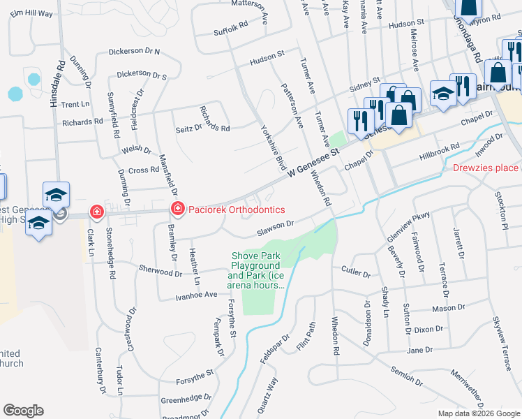 map of restaurants, bars, coffee shops, grocery stores, and more near 4915 West Genesee Street in Camillus