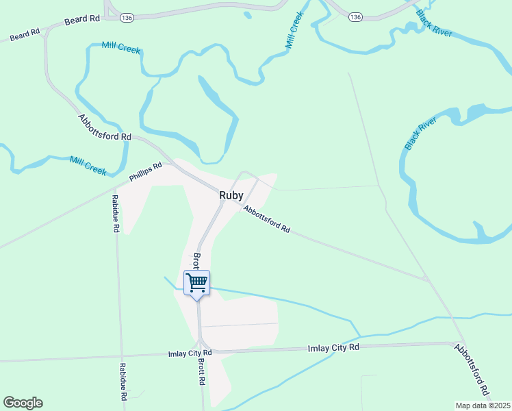 map of restaurants, bars, coffee shops, grocery stores, and more near 6272 Abbottsford Road in Ruby