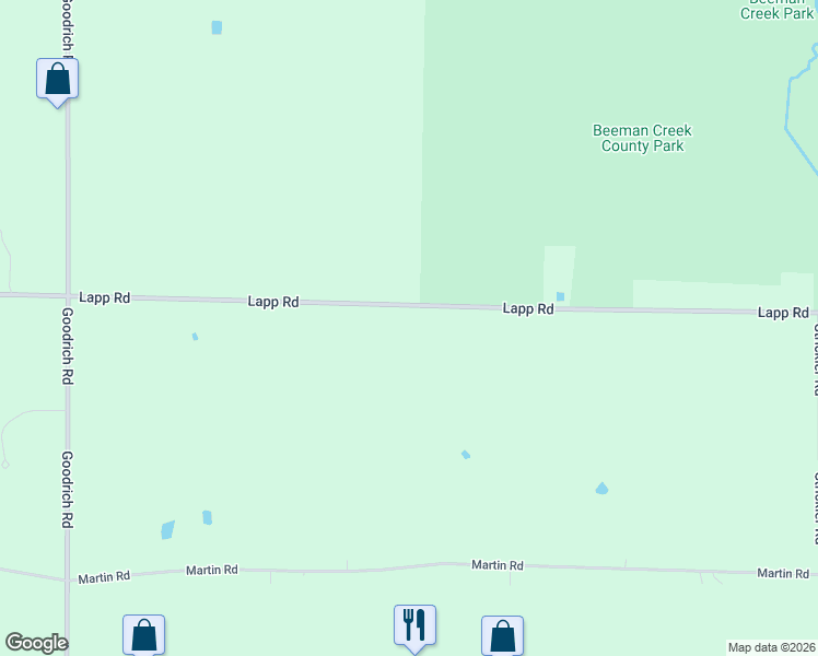 map of restaurants, bars, coffee shops, grocery stores, and more near 9800 Lapp Road in Clarence Center