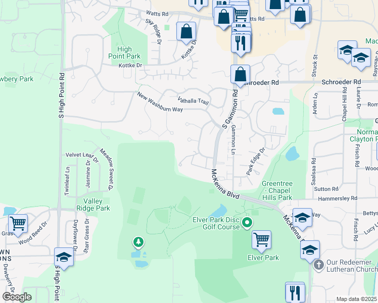 map of restaurants, bars, coffee shops, grocery stores, and more near 1124 Morraine View Drive in Madison