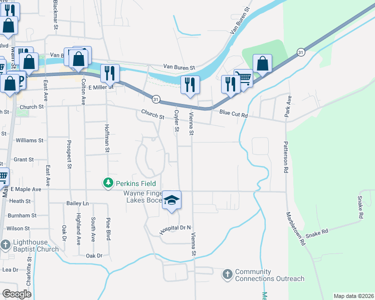 map of restaurants, bars, coffee shops, grocery stores, and more near 221 Vienna Street in Newark