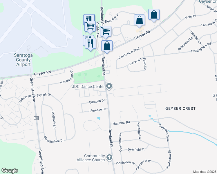 map of restaurants, bars, coffee shops, grocery stores, and more near 328 Rowland St in Ballston Spa