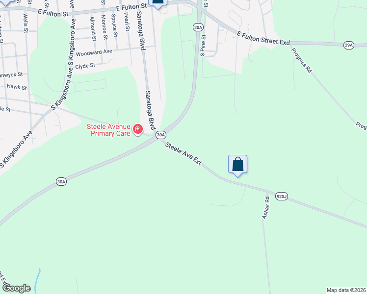 map of restaurants, bars, coffee shops, grocery stores, and more near 434 Steele Avenue Extension in Gloversville