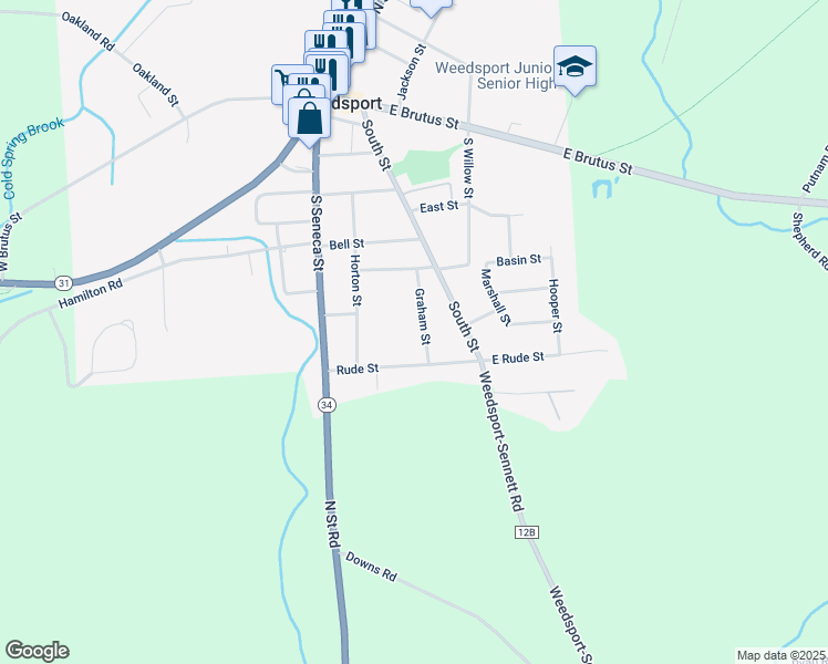 map of restaurants, bars, coffee shops, grocery stores, and more near 8777 Graham St in Weedsport