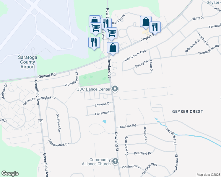 map of restaurants, bars, coffee shops, grocery stores, and more near 328 Rowland Street in Ballston Spa