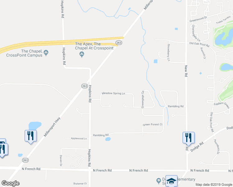 map of restaurants, bars, coffee shops, grocery stores, and more near 109 Meadow Spring Lane in East Amherst
