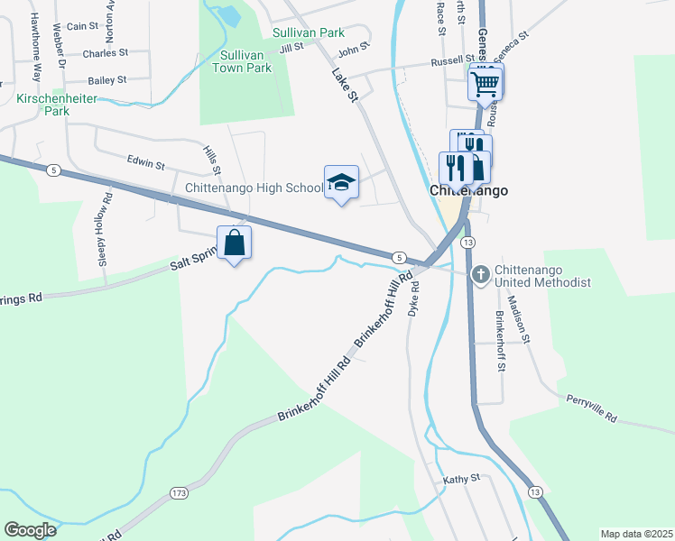 map of restaurants, bars, coffee shops, grocery stores, and more near 139 Genesee Street in Chittenango
