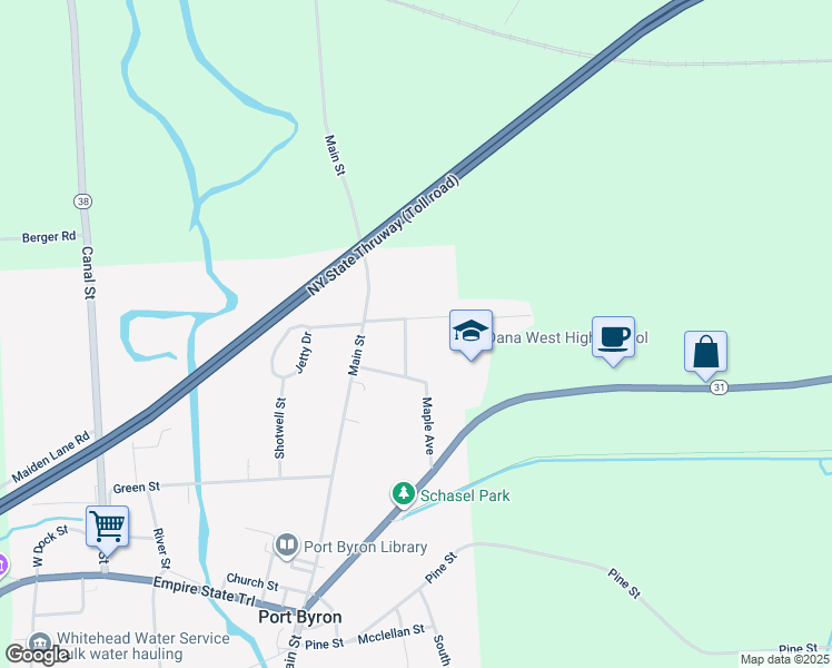 map of restaurants, bars, coffee shops, grocery stores, and more near 14 Nicholson Avenue in Port Byron