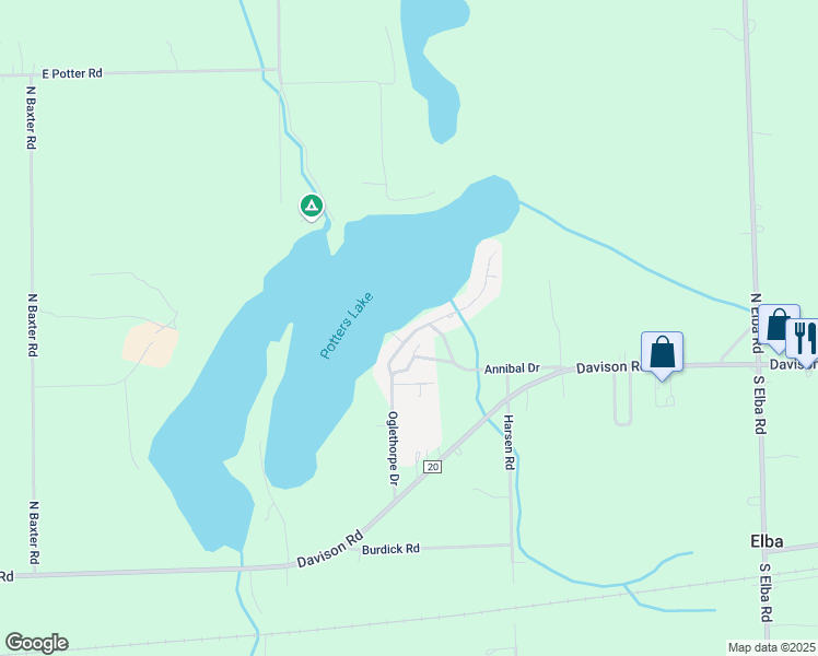 map of restaurants, bars, coffee shops, grocery stores, and more near 271 Oglethorpe Drive in Lapeer