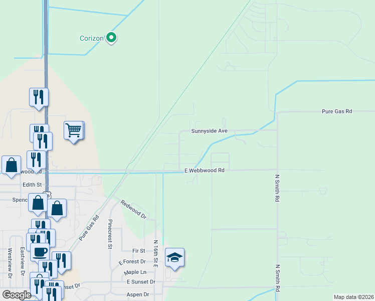map of restaurants, bars, coffee shops, grocery stores, and more near 1562 Debbie Street in Riverton