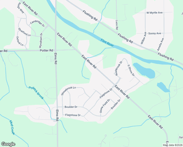 map of restaurants, bars, coffee shops, grocery stores, and more near 6595 East River Road in Flushing