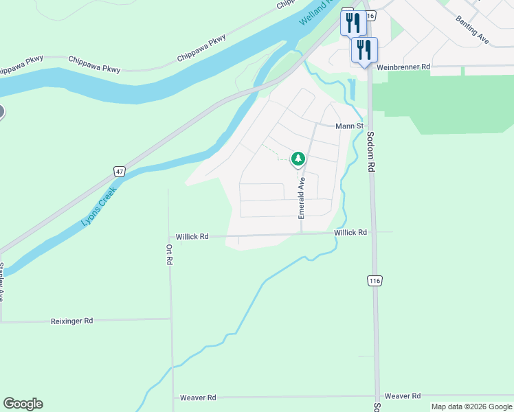 map of restaurants, bars, coffee shops, grocery stores, and more near in Niagara Falls