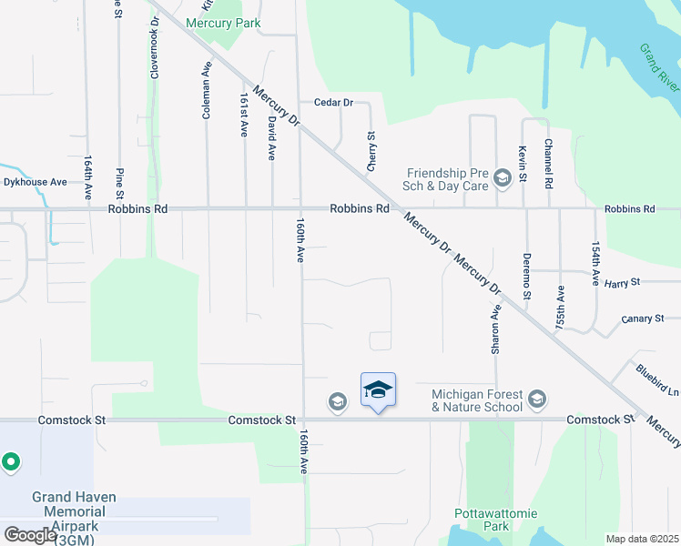 map of restaurants, bars, coffee shops, grocery stores, and more near 15949 Ridgefield Street in Grand Haven