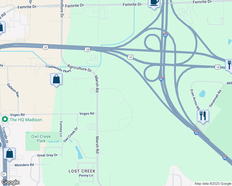 map of restaurants, bars, coffee shops, grocery stores, and more near 3826 Kipp Street in Madison