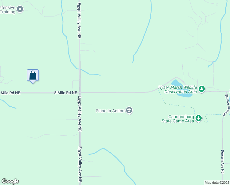 map of restaurants, bars, coffee shops, grocery stores, and more near 5 Mile Road Northeast in Kent County