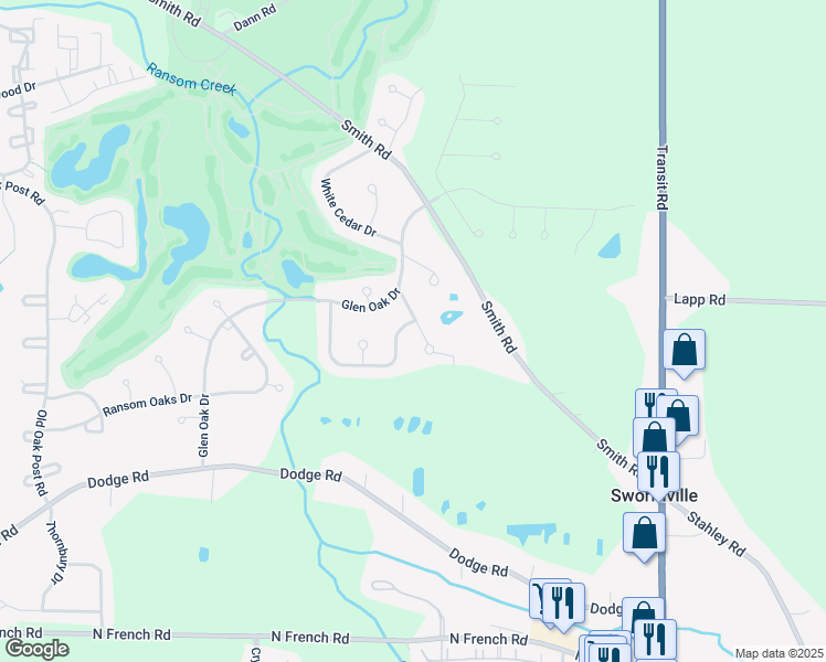 map of restaurants, bars, coffee shops, grocery stores, and more near 211 Primrose Lane in East Amherst